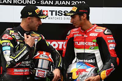 Jonathan Rea (li.) mit Toprak Razgatlioglu