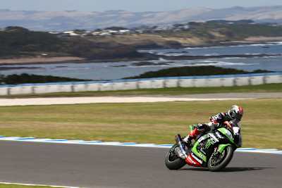 Weltmeister Johnny Rea (Kawasaki) beim Test auf Phillip Island