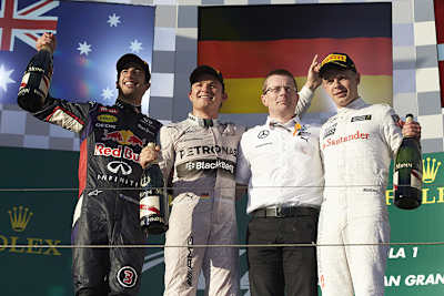 Daniel Ricciardo mit Martin Brundle nach dem Sieg in Ungarn 2014