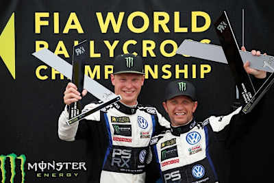 Titelanwärter Johan Kristoffersson (li.) und Petter Solbrg