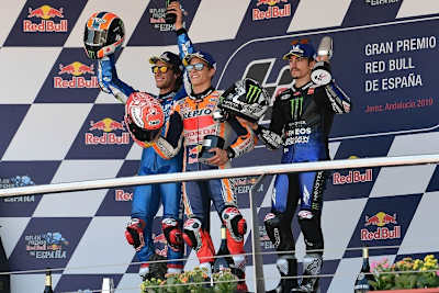 Das Podium in Jerez: Rins, Márquez und Viñales