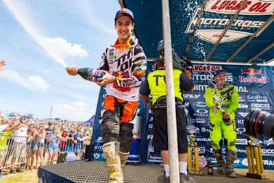 Mit Ken Roczen (rechts) und Marvin Musquin standen in High Point zwei Europäer am Podium