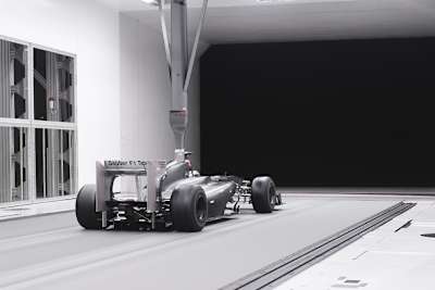 Im Windkanal eines Formel-1-Rennstalls