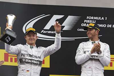 Lewis Hamilton und Nico Rosberg feierten in Spanien den vierten Doppelsieg in Folge