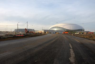 Ein Bild aus alten Tagen: Mittlerweile soll die Strecke in Sotschi zu 94 Prozent fertiggestellt sein, wobei die letzte Asphalt-Schicht schon gelegt wurde