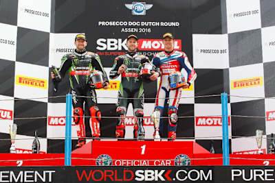 Podium von Lauf 1: Sykes, Rea und van der Mark (v.l.)