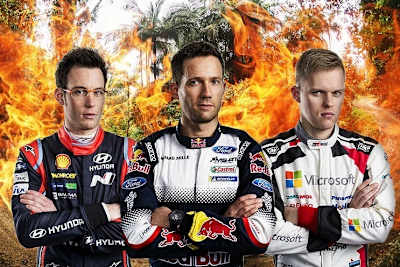 Thierry Neuville, Sébastien Ogier, Ott Tänak (vlnr)