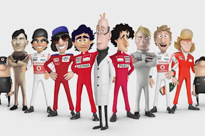 Die Hauptdarsteller der McLaren-Zeichentrickfilmserie