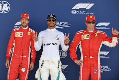 Jeder will den Sieg: Sebastian Vettel, Lewis Hamilton und Kimi Räikkönen