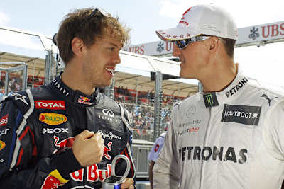 Sebastian Vettel mit Michael Schumacher