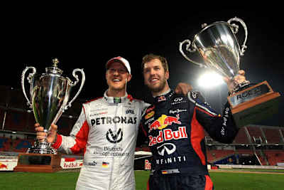 Sebastian Vettel und Michael Schumacher beim Race of Champions 2010 in Düsseldorf