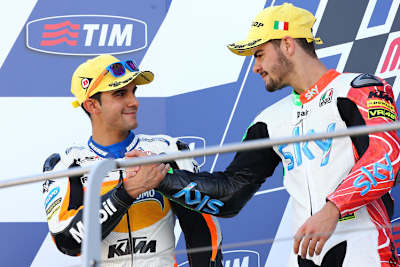 Das Podest in Mugello: Links Isaac Viñales mit Sieger Romano Fenati (re.)