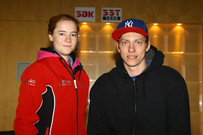 Katrin Meyer (li.) mit Pilot Patrick Vincon