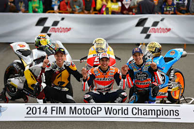 Die Weltmeister 2014: Tito Rabat, Marc Márquez und Alex Márquez