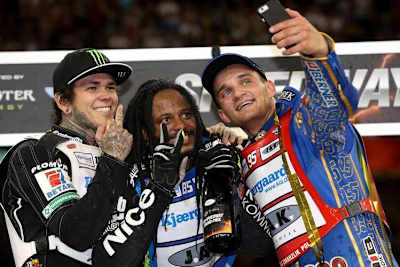 Die Top-3 von Cardiff: Woffinden, Lindbäck und Zmarzlik (v.l.)