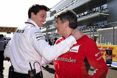 Toto Wolff von Mercedes und Marco Mattiacci von Ferrari