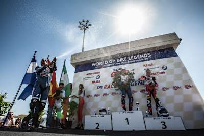 Wayne Gardner, Didier de Radiguès und Kevin Schwantz standen auf dem Podest
