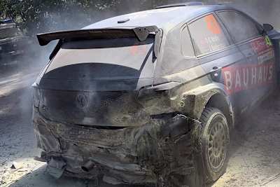 Der VW Polo GTI R5 von Christian Ole Veiby brannte in Portugal