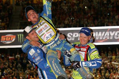 Die Top-3 von Landsberg: Matej Zagar, Bartosz Zmarzlik und Krzysztof Kasprzak (v.l.)