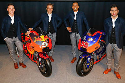 Bei der KTM-Teampräsentation 2019 waren die Hoffnungen noch groß: Pol Espargaró, Johann Zarco, Hafizh Syahrin und Miguel Oliveira (v.l.n.r.)