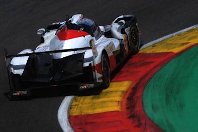 Der Toyota TS050 Hybrid auf der Strecke in Spa-Francorchamps