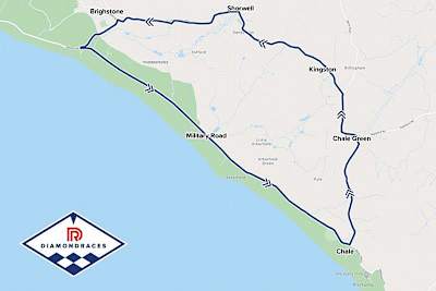 So sieht das Strecken-Layout für die Diamond Races auf der Isle of Wight aus