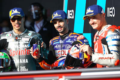 Miguel Oliveira (Mitte) gemeinsam mit Franco Morbidelli und Jack Miller (rechts)