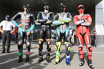 Franco Morbidelli, Luca Marini, Valentino Ross und Pecco Bagnaia (v.l.)