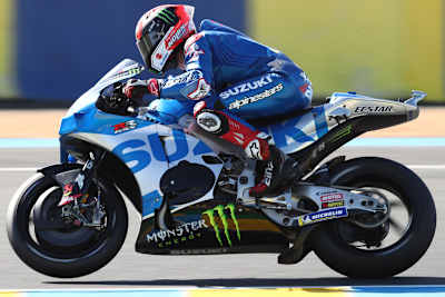 Auf der Suzuki fehlten am Freitag die Logos der spanischen Marke «Estrella Galicia 0,0»