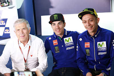 Agostini mit Viñales und Rossi