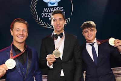 Dominique Aegerter, Toprak Razgatlioglu und Adrian Huertas (v.l.)