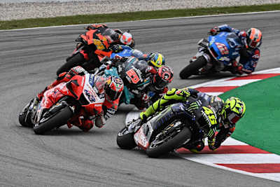 Valentino Rossi legte in Montmeló stark los, hier vor Miller, Quartararo, Mir, Pol Espargaró und Rins