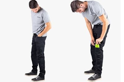 iXS Classic AR Cargo: Motorradhose im coolen Freizeitlook mit schnell entfernbaren Knieprotektoren