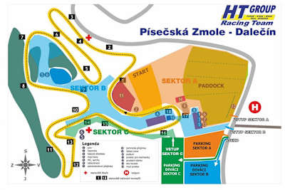 Die Strecke in Dalečín wird in Sektoren aufgeteilt