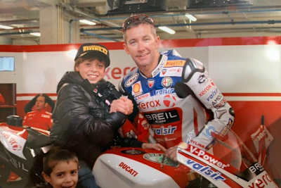 2008: Fabio Di Giannantonio mit Troy Bayliss