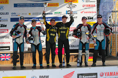 Podest nach dem ersten Rennen der IDM Sidecar auf dem Lausitzring