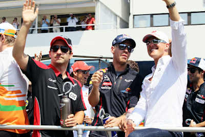 Timo Glock, Sebastian Vettel und Michael Schumacher