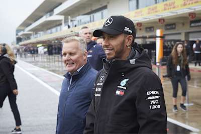 Johnny Herbert und Lewis Hamilton 2018 in Austin