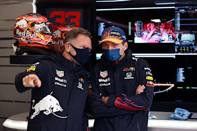 Red Bull Racing-Teamchef Christian Horner und Max Verstappen