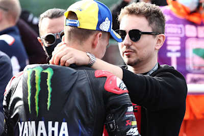 Jorge Lorenzo in Misano als Gratulant bei Weltmeister Fabio Quartarato