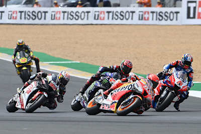 Marc Márquez im Rennen vor Zarco (5), Quartararo (20), Nakagami (30) und Bezzecchi (72)