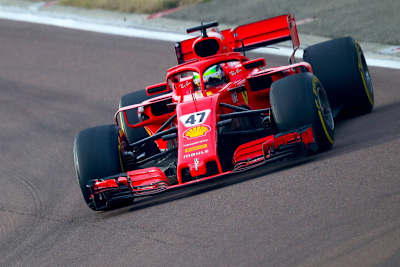 Ferrari-Junior Mick Schumacher in Fiorano, natürlich mit der 47