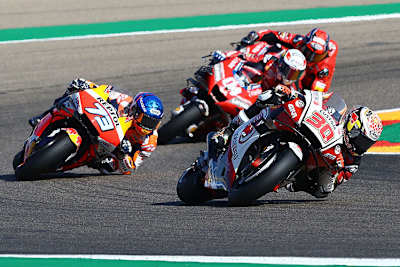 Spannende Fights: Nakagami (30) vor Alex Márquez, Dovizioso und Petrucci