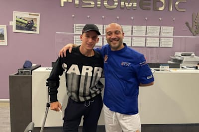 Ein weiteres Erinnerungsfoto mit einem Rennfahrer