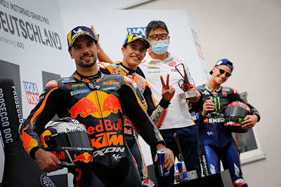 Das Podesttrio: Oliveira, Márquez und Quartararo