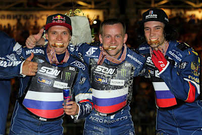 Khomitsevich, Bogdanov und Khuzhin (v.l.)