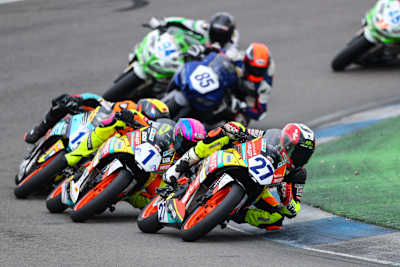 Lennox Lehmann (1) gewann den ersten Lauf in Hockenheim