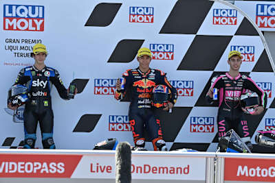 Die erste Startreihe: Celestino Vietti, Raul Fernandez und Tony Arbolino