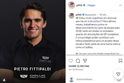 Pietro Fittipaldi bestätigt: Er ist bei Cadillac