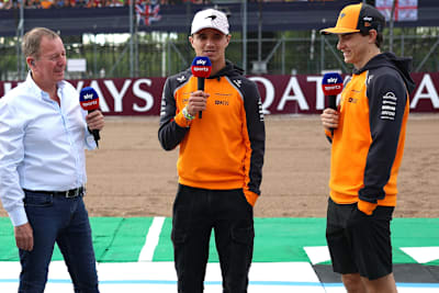 Martin Brundle mit Lando Norris und Oscar Piastri (hier in Silverstone)
